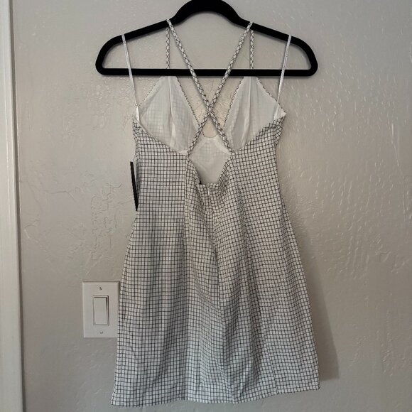 Lulus Attitude Check White Plaid Sleeveless Mini Dress Size Small NWT - Picture 5 of 10